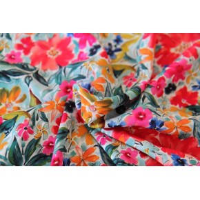 tissu fleuri pour robe fluide - un chat sur un fil