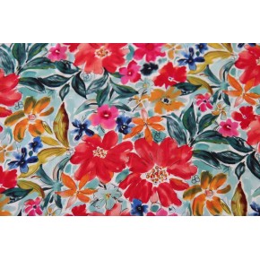 tissu à fleurs - un chat sur un fil