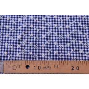 coton brodé - tissu seersucker bleu marine et blanc