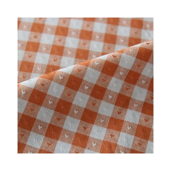 coton carreaux moyens - caramel et bleu