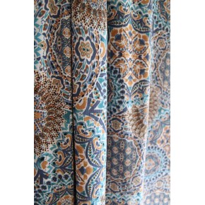 tissu crépon - imprimé paisley denim