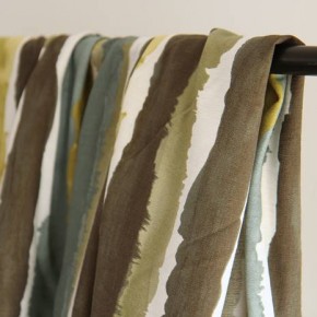 tissu brush rayures vertes - un chat sur un fil