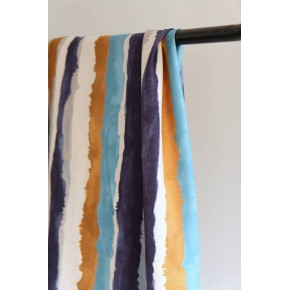 polyviscose rayures - bleu et caramel