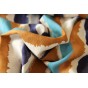 tissu brush rayures - bleu et caramel