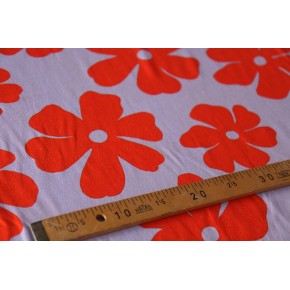 lin et viscose fleurs - lilas et orange