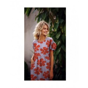 robe avec le lin et viscose fleurs - un chat sur un fil