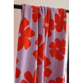 tissu fleurs vintage - un chat sur un fil