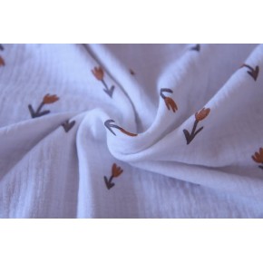 tissu double gaze imprimée - les tulipes