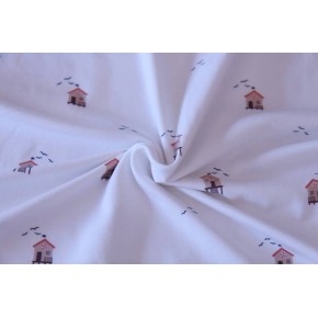 tissu jersey imprimé - un chat sur un fil
