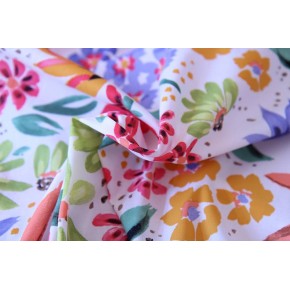 tissu coton imprimé floral - un chat sur un fil
