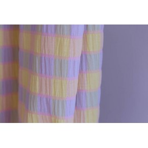 tissu seersucker jaune et lilas - un chat sur un fil