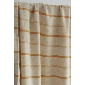 joli tissu lin et viscose à rayures - beige et jaune sable
