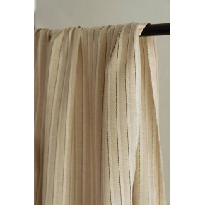 joli tissu lin et viscose à rayures - beige et noir