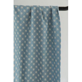coton brodé en denim - fleurs