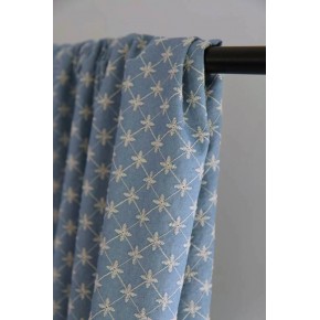 coton brodé en denim - fleurs