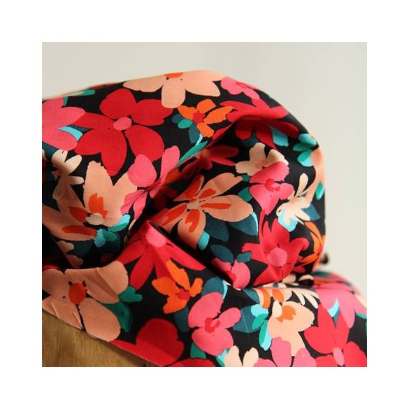 coton fleurs imprimé - voile de coton