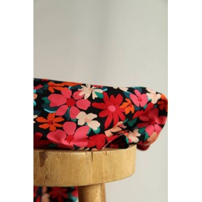 tissu coton imprimé floral - un chat sur un fil