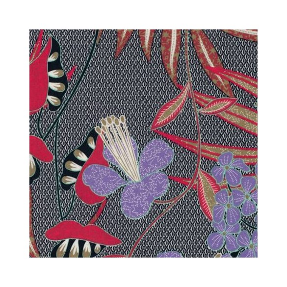 coton fleurs imprimé - évasion rouge