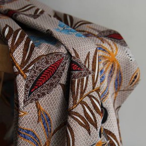 coton fleurs imprimé - évasion marron