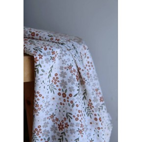 tissu fleuri - un chat sur un fil