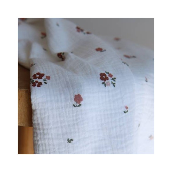 tissu double gaze - fleurs