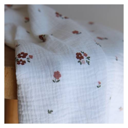 tissu double gaze - fleurs tissu double gaze - fleurs