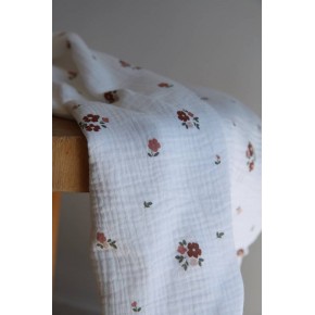 tissu imprimé fleurs - double gaze de coton