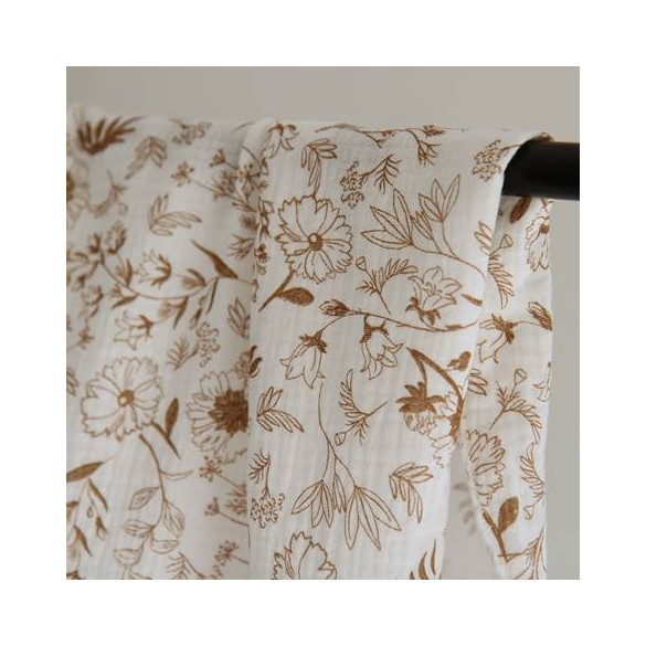 tissu double gaze - fleurs