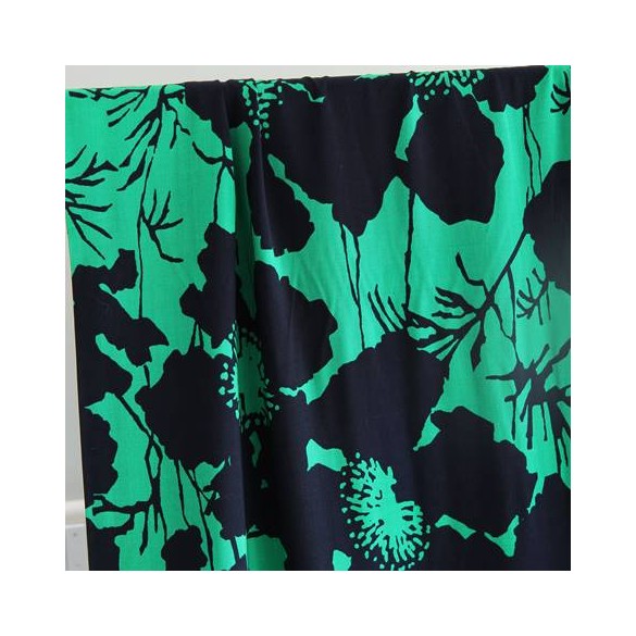 tissu fluide en bambou -vert et marine