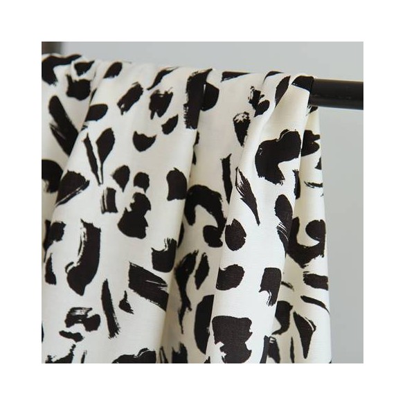 tissu viscose fleurs noir et écru - un chat sur un fil