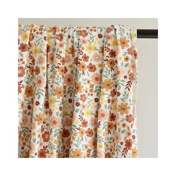 tissu motif les fleurs - un chat sur un fil