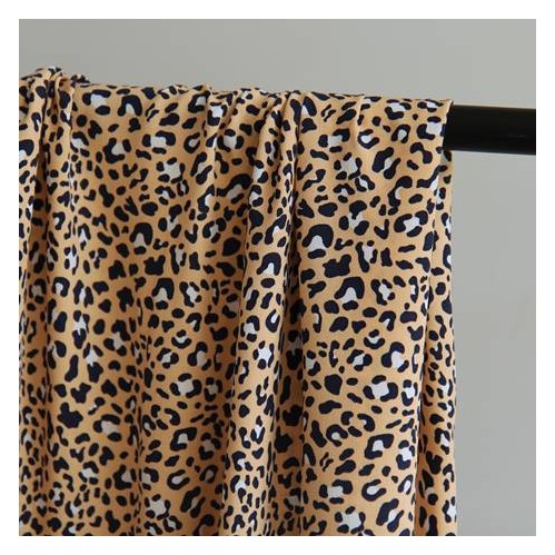 Tissu popeline de viscose - imprimé léopard Tissu popeline de viscose - imprimé léopard