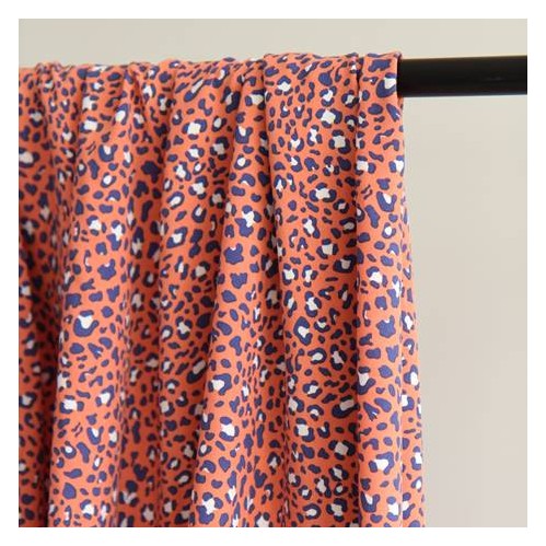 Tissu popeline de viscose - imprimé léopard Tissu popeline de viscose - imprimé léopard