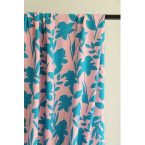 jolie viscose fleurs - BLEU ET ROSE