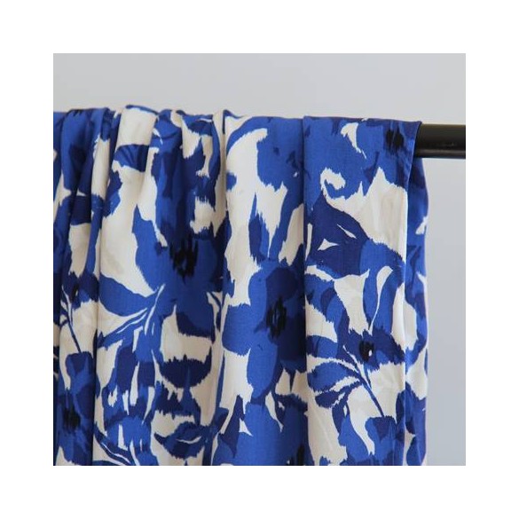 jolie viscose fleurs - BLEU