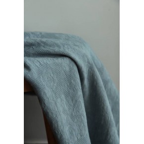 tissu un chat sur un fil - bleu brodé