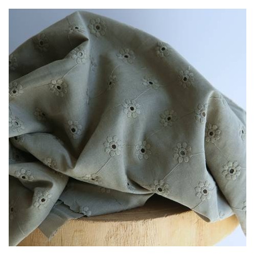 tissu broderie anglaise - kaki tissu broderie anglaise - kaki