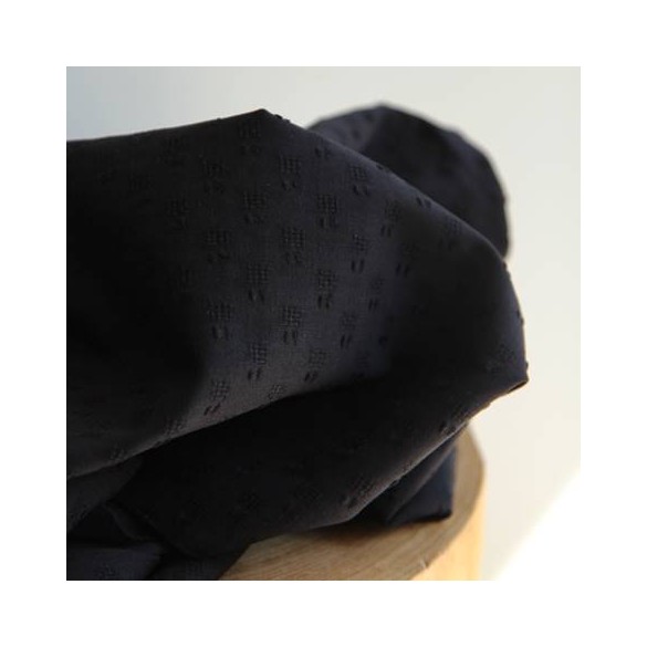 Coton brodé plumetis - noir