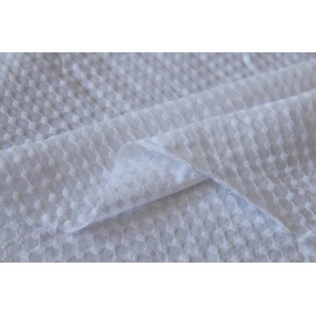 tissu en coton brodé blanc - un chat sur un fil