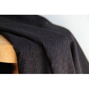 tissu en coton brodé noir - un chat sur un fil