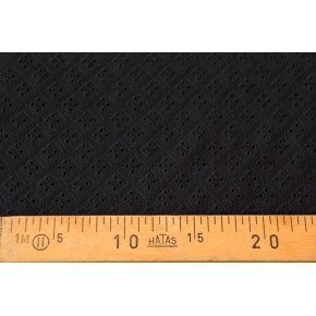 tissu en coton brodé noir - un chat sur un fil broderie anglaise