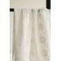 tissu en coton brodé fleurs - blanc cassé