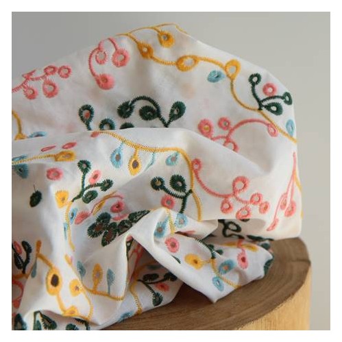 tissu broderie anglaise couleurs - un chat sur un fil tissu broderie anglaise couleurs - un chat sur un fil