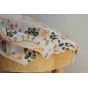 tissu en coton brodé fleurs - un chat sur un fil