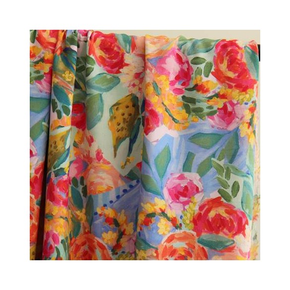 tissu viscose fleurs - Méline
