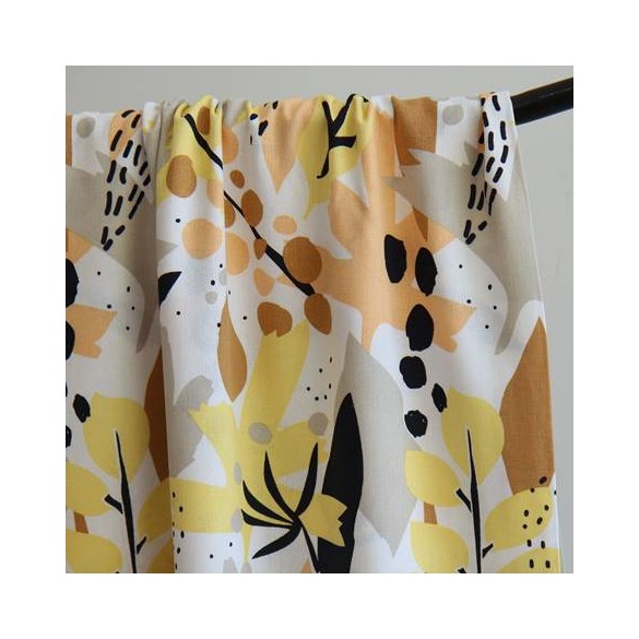 tissu lin et viscose imprimé fleurs