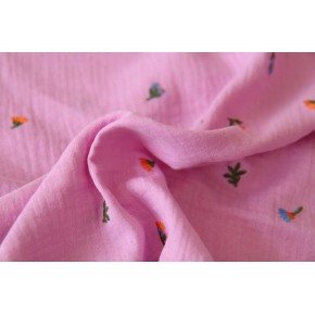 tissu petites fleurs brodées - un chat sur un fil