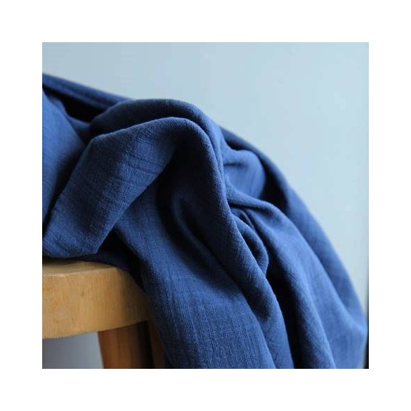 tissu double gaze - bleu denim