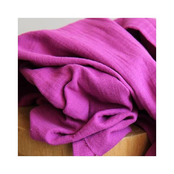 tissu double gaze - rose cyclamen