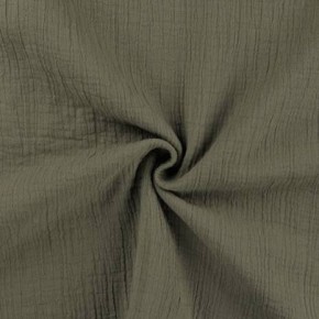 tissu en double gaze kaki - coton et lin